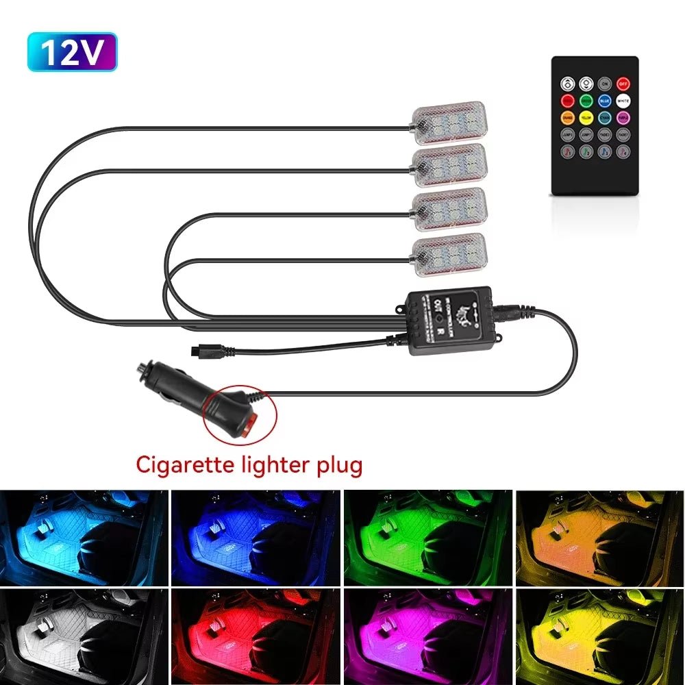 Neon Car LED Interior Lights RGB Ambient Light Kit with APP Wireless Control LED Auto Atmosphere Decorative Lamp - Itzyeshop