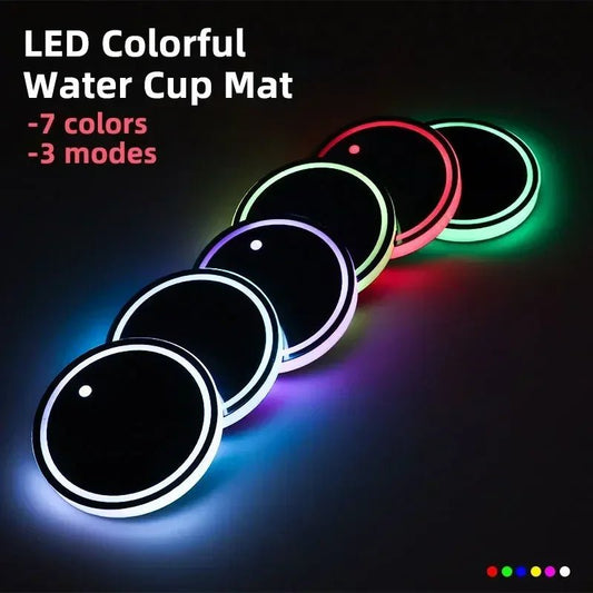 New LED Cup Holder Lights Car Rechargeable 3 Modes 7 Color Changing Light Up Cup Holder Insert Coasters Car Decor Accessories - Itzyeshop