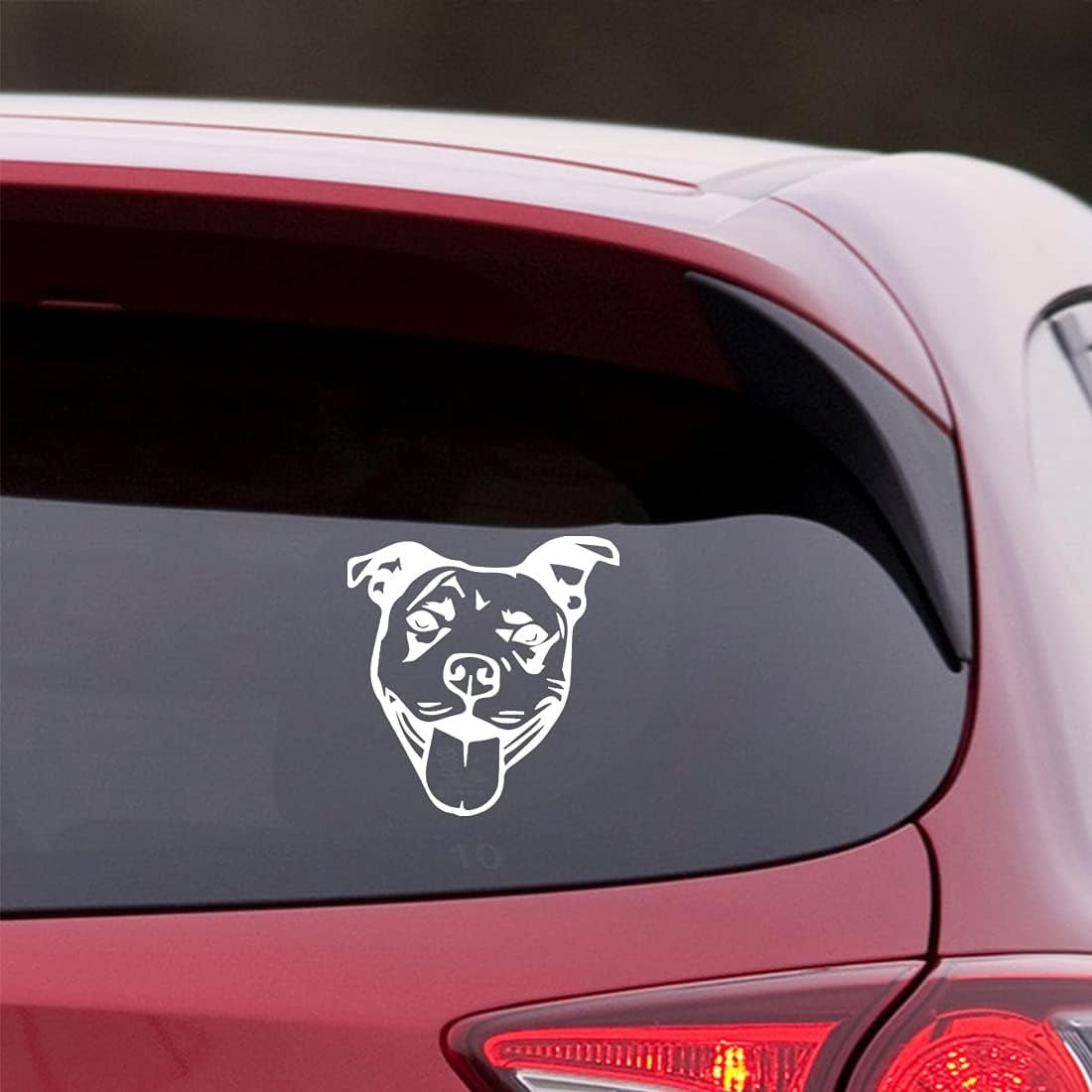 Pitbull Face Stencil 1 (White) (Set of 2) Premium Waterproof Vinyl Decal Stickers for Laptop Phone Accessory Helmet Car Window Bumper Mug Tuber Cup Door Wall Decoration - Itzyeshop