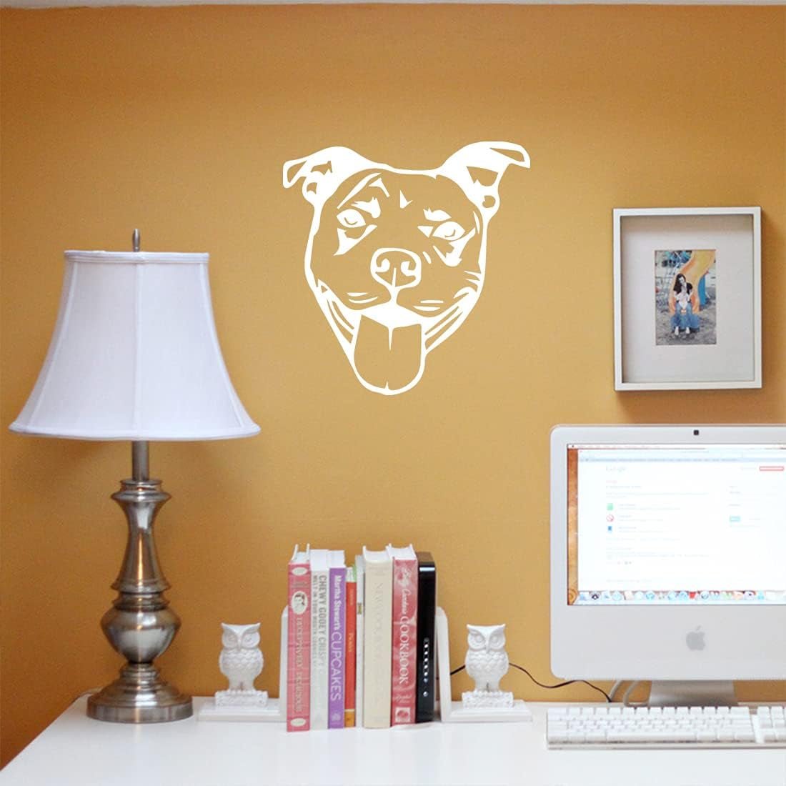 Pitbull Face Stencil 1 (White) (Set of 2) Premium Waterproof Vinyl Decal Stickers for Laptop Phone Accessory Helmet Car Window Bumper Mug Tuber Cup Door Wall Decoration - Itzyeshop