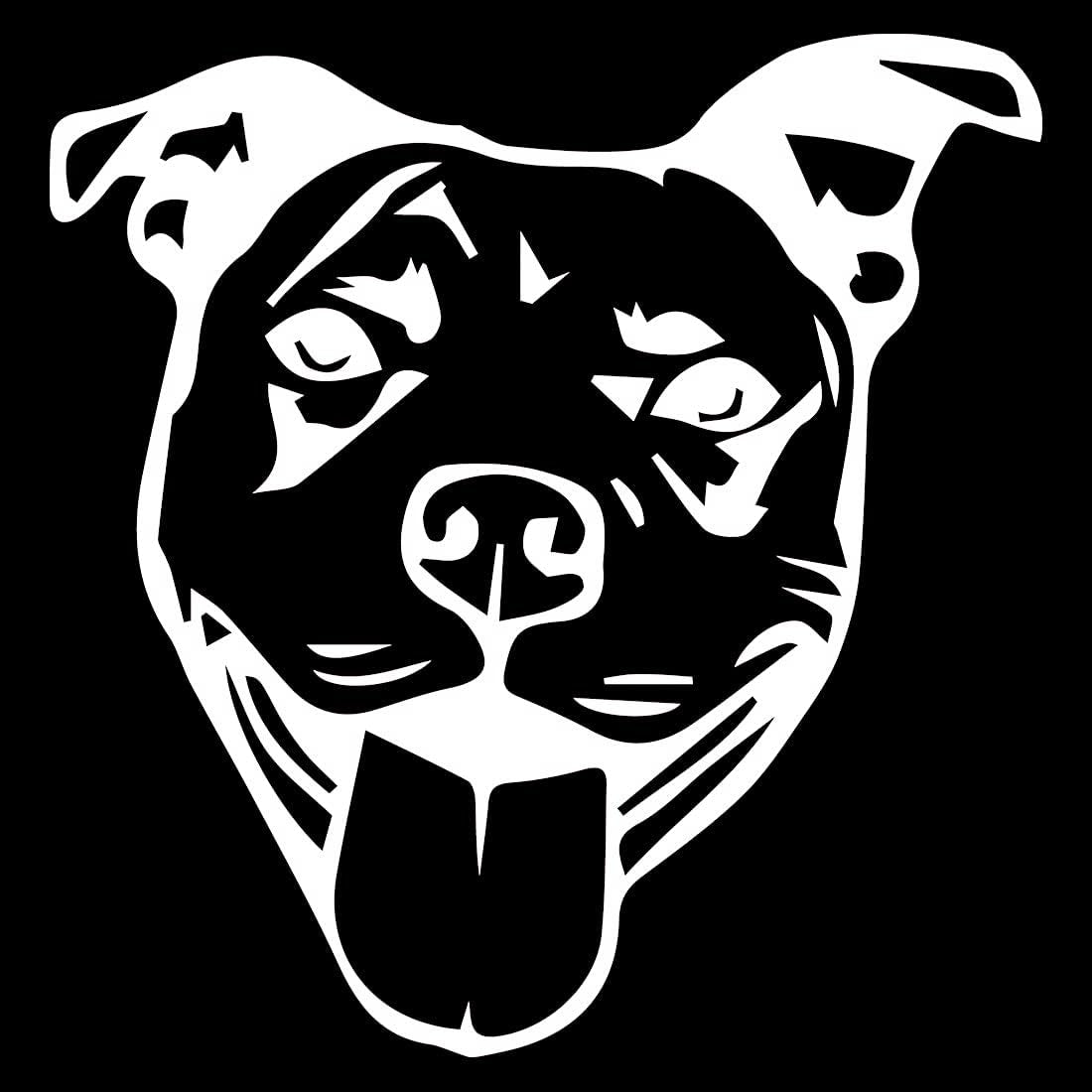 Pitbull Face Stencil 1 (White) (Set of 2) Premium Waterproof Vinyl Decal Stickers for Laptop Phone Accessory Helmet Car Window Bumper Mug Tuber Cup Door Wall Decoration - Itzyeshop