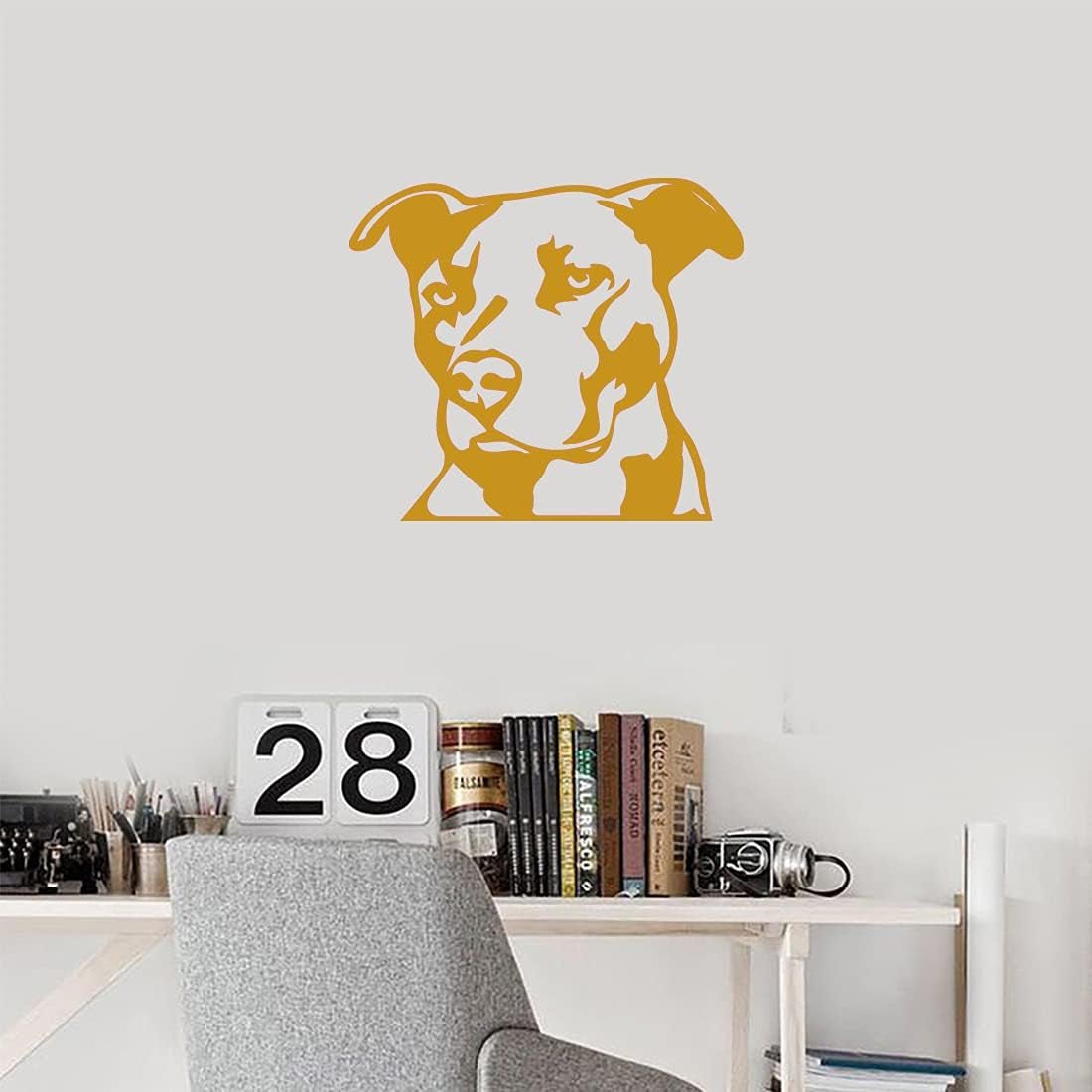 Pitbull Face Stencil Art 2 (Metallic Gold) (Set of 2) Premium Waterproof Vinyl Decal Stickers for Laptop Phone Accessory Helmet Car Window Bumper Mug Tuber Cup Door Wall Decoration - Itzyeshop
