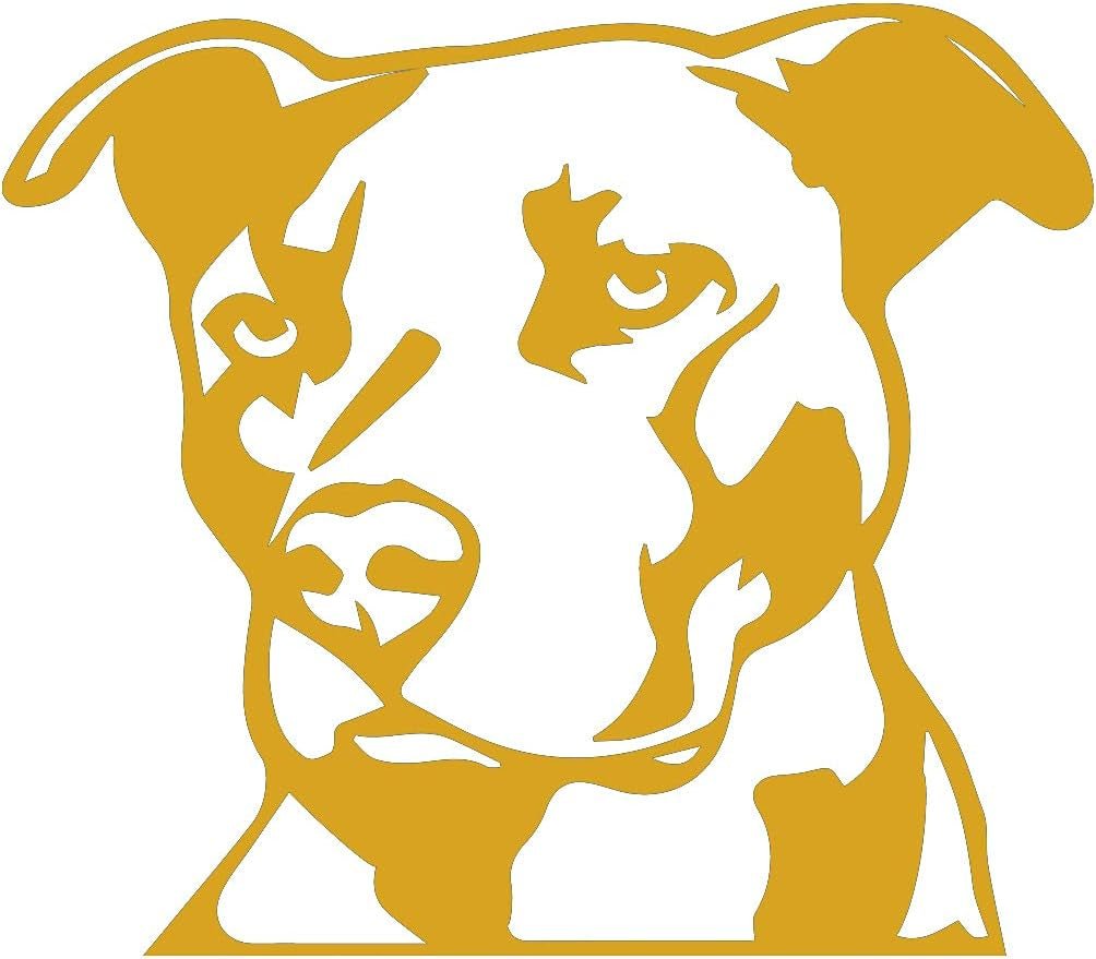 Pitbull Face Stencil Art 2 (Metallic Gold) (Set of 2) Premium Waterproof Vinyl Decal Stickers for Laptop Phone Accessory Helmet Car Window Bumper Mug Tuber Cup Door Wall Decoration - Itzyeshop