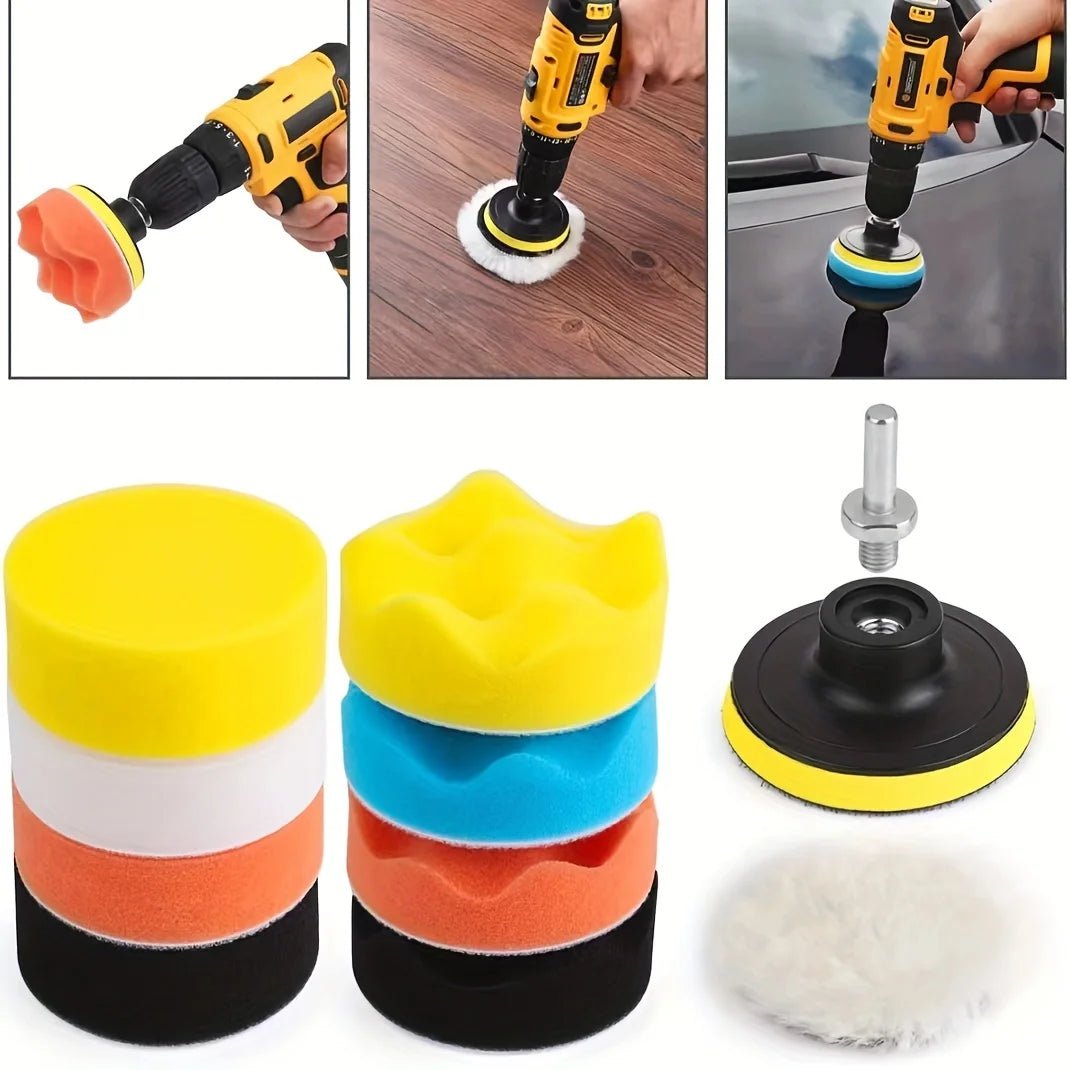 Professional Car Detailing Polishing Kit For Electric Drill With Sponge Wheels And Angle Grinder Attachment - Itzyeshop