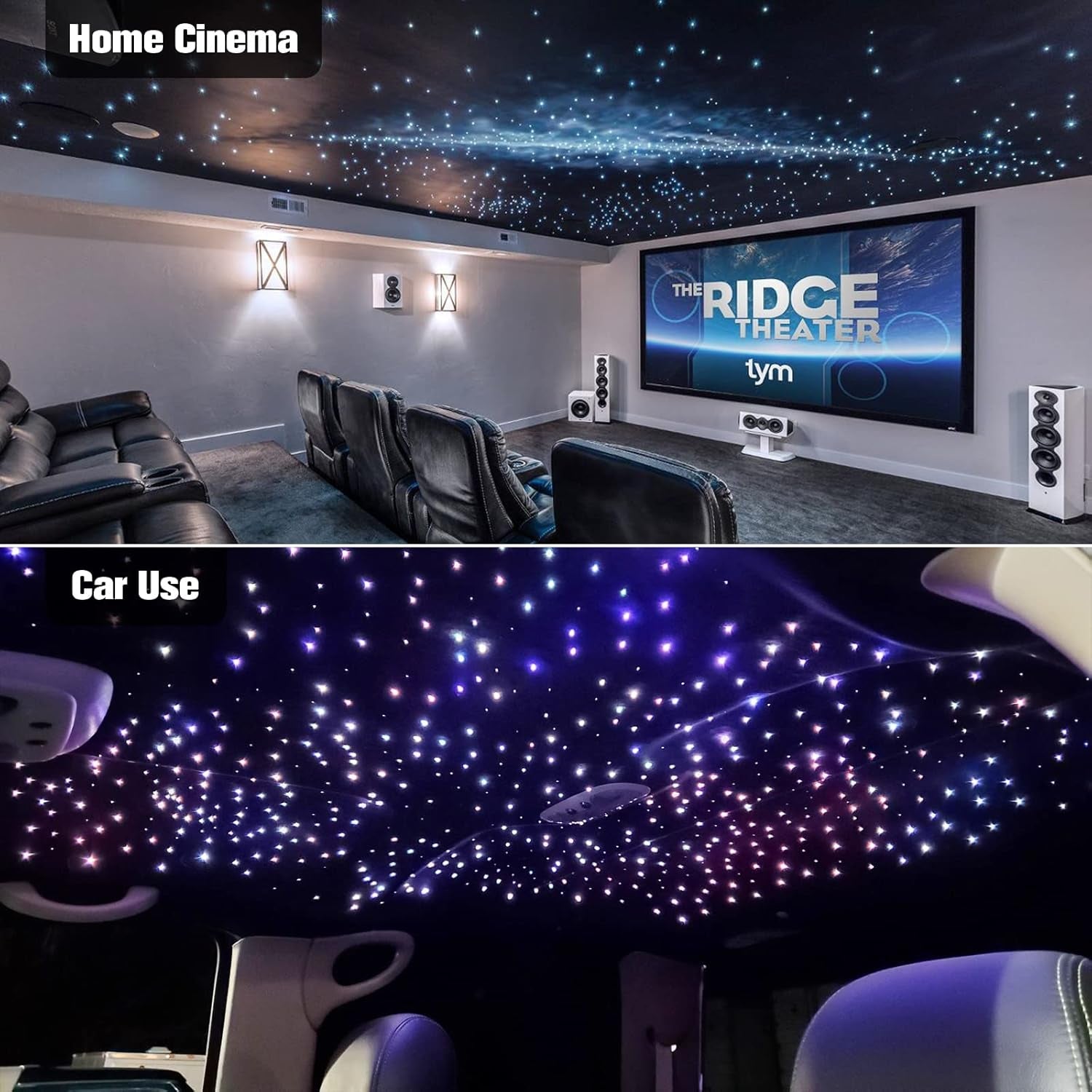 Starlight Headliner Kit Twinkle 16W 450Pcs 13.1Ft (0.03In+0.04In+0.06In) Star Lights for Car, Fiber Optic Star Ceiling Light, RGBW Bluetooth App+Remote+Starlight Headliner Kit for Home Theater - Itzyeshop