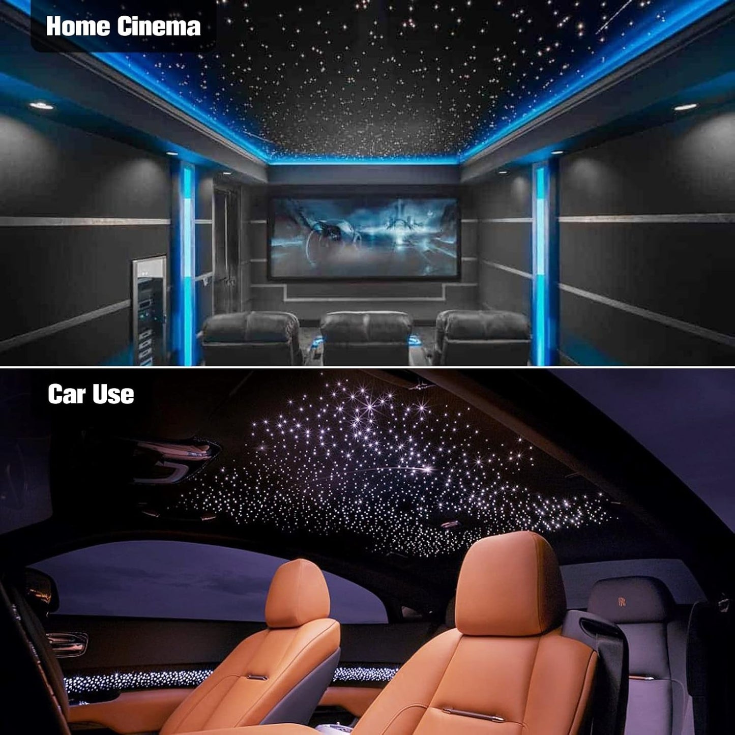 Starlight Headliner Kit Twinkle 16W 450Pcs 13.1Ft (0.03In+0.04In+0.06In) Star Lights for Car, Fiber Optic Star Ceiling Light, RGBW Bluetooth App+Remote+Starlight Headliner Kit for Home Theater - Itzyeshop