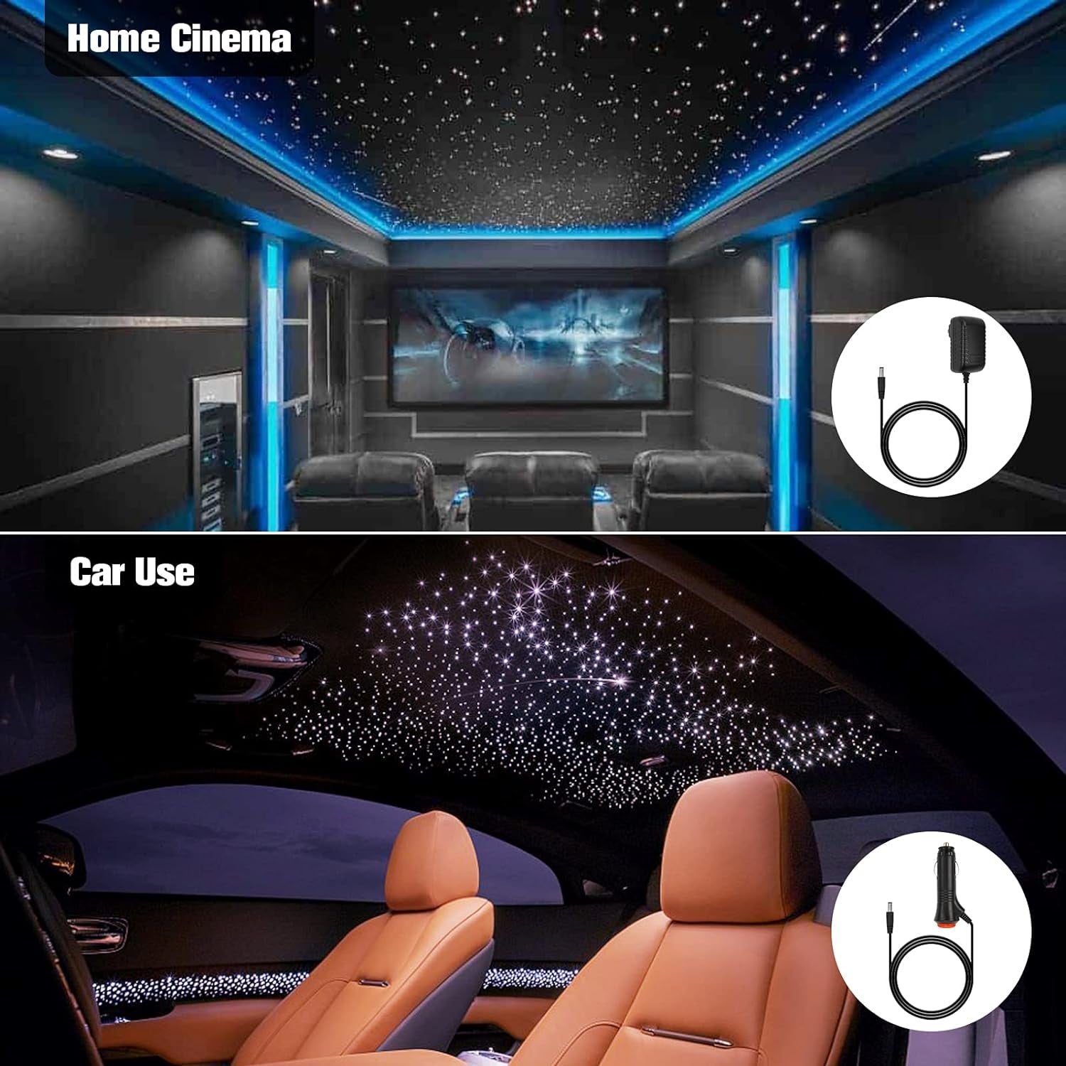 Starlight Headliner Kit Twinkle, 16W 550Pcs 13.1Ft 0.03In Star Lights for Car, Fiber Optic Ceiling Light, RGBW LED Bluetooth App+Remote+Star Light Headliner Kit for Home Theater - Itzyeshop