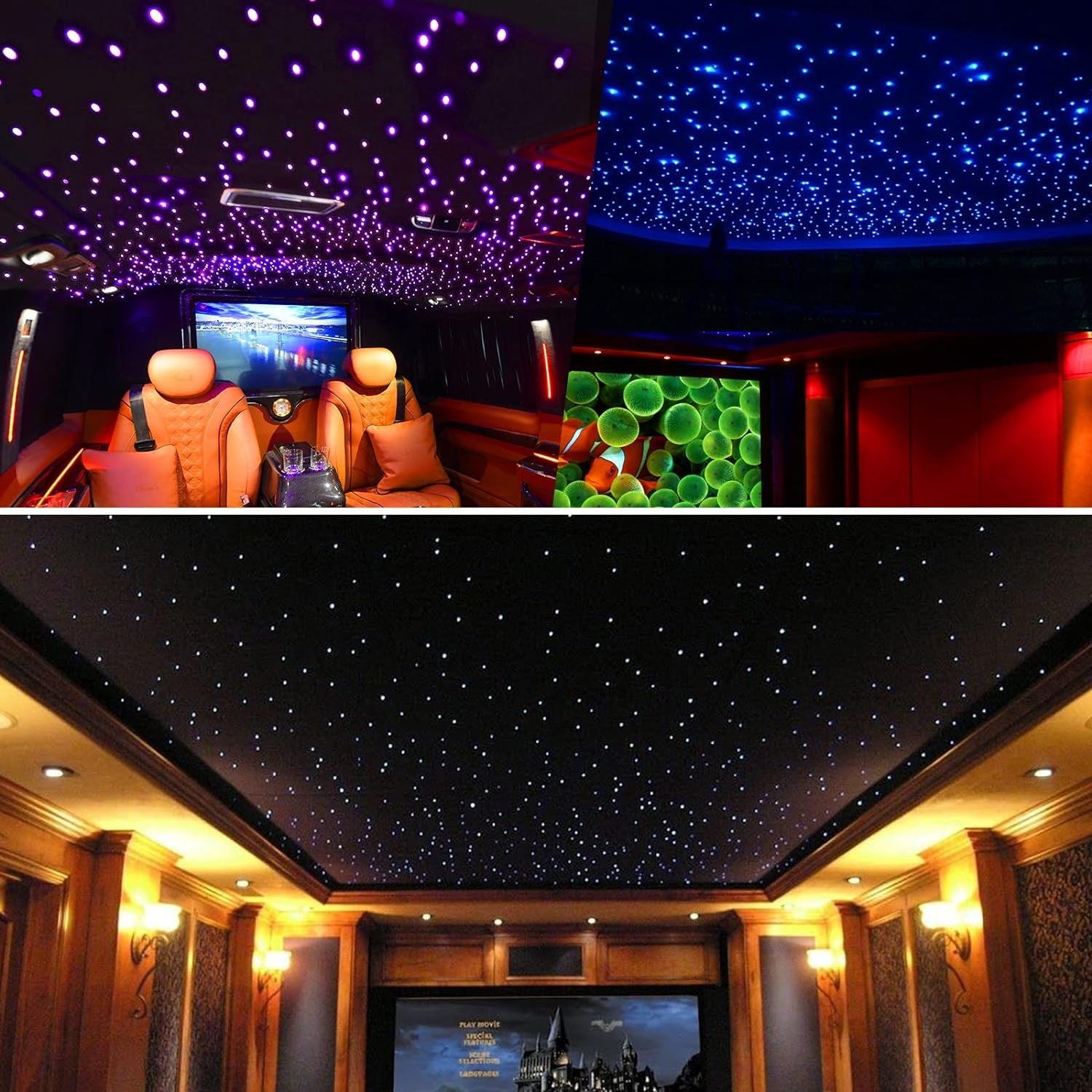 Starlight Headliner Kit Twinkle, 16W 550Pcs 13.1Ft 0.03In Star Lights for Car, Fiber Optic Ceiling Light, RGBW LED Bluetooth App+Remote+Star Light Headliner Kit for Home Theater - Itzyeshop