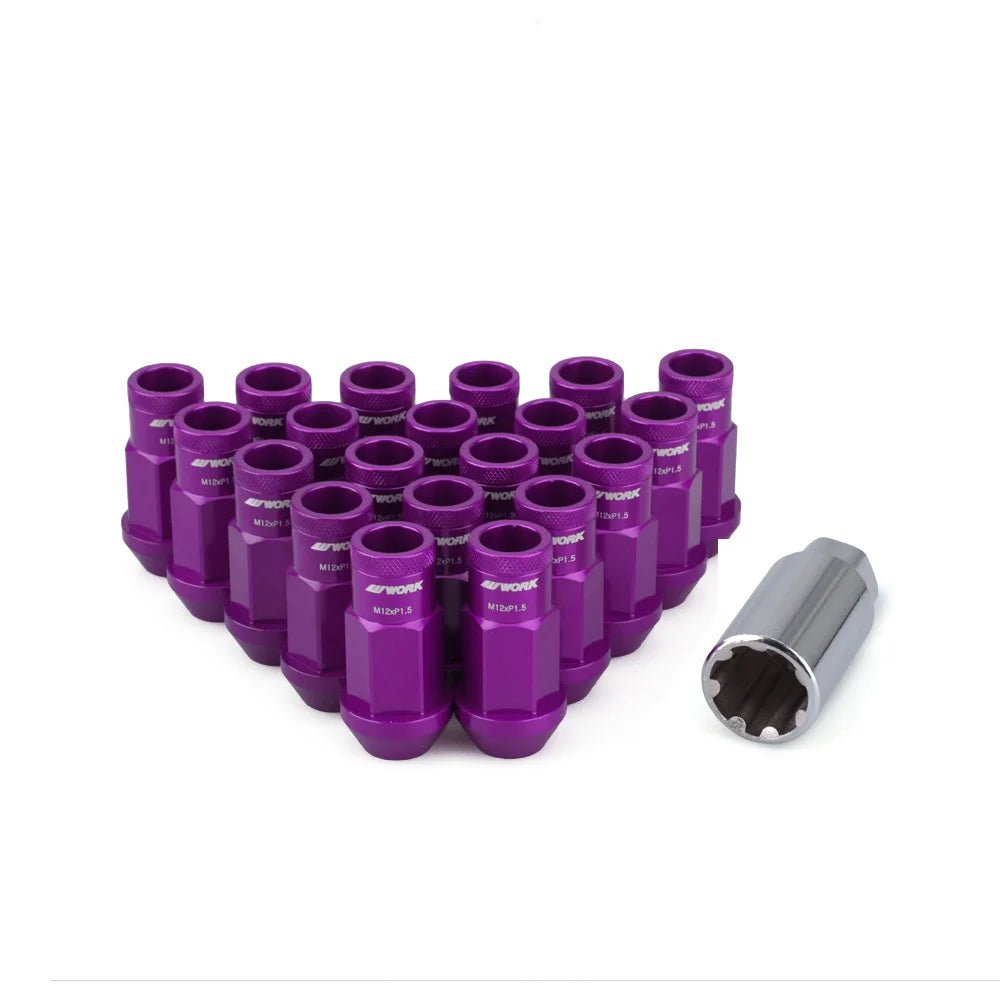 Style Lug Nuts Work 20PCS Anti - Theft 7075 Forged Aluminum Alloy Wheel Lock Nuts Length 50mm M12*1.5 M12*1.25 Hex 19mm Aftermarke - Itzyeshop