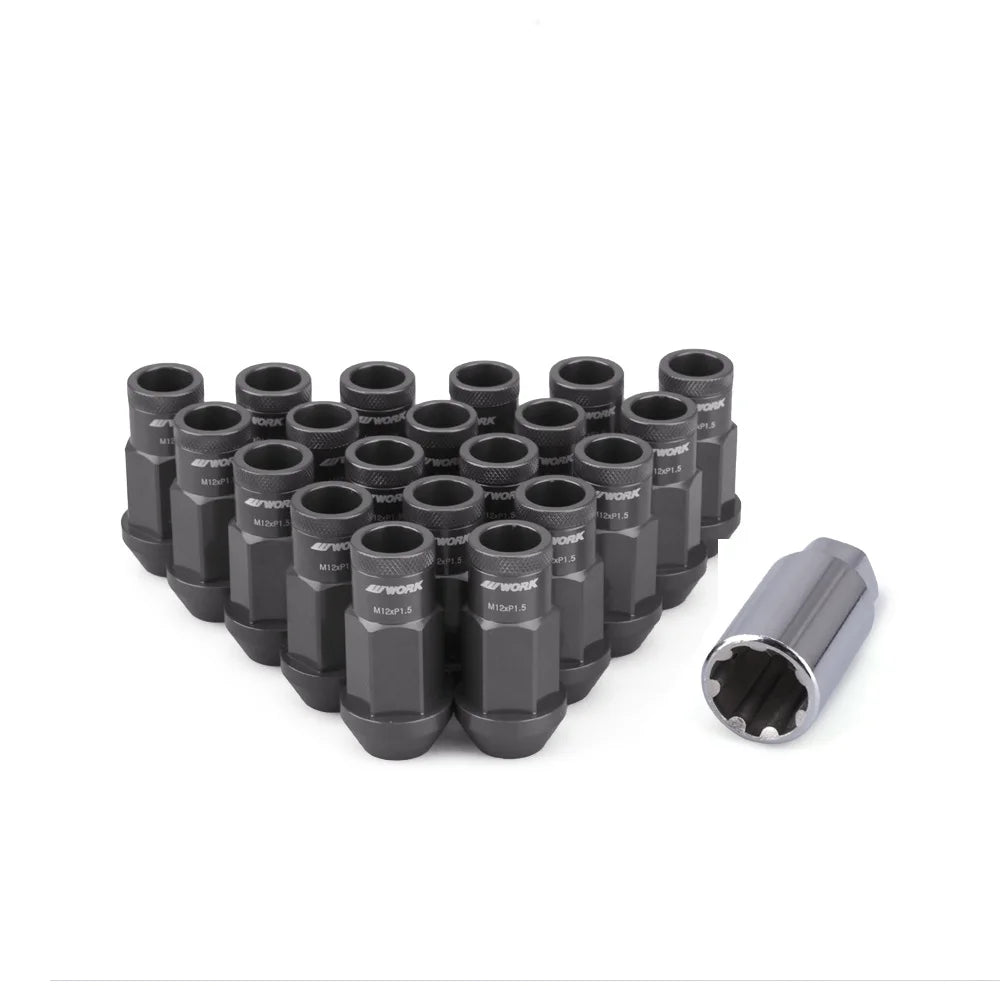 Style Lug Nuts Work 20PCS Anti - Theft 7075 Forged Aluminum Alloy Wheel Lock Nuts Length 50mm M12*1.5 M12*1.25 Hex 19mm Aftermarke - Itzyeshop