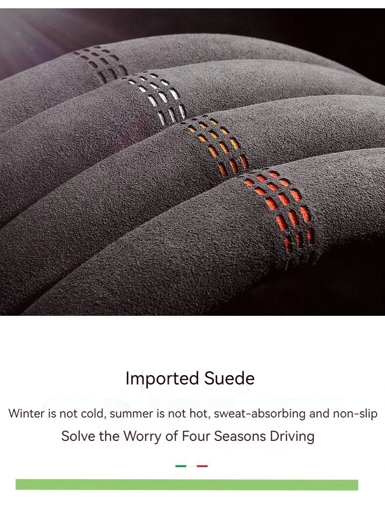 Suede Cover for All Seasons Auto Steering Wheel Cover Ultra - thin Non - slip D - shaped Round Breathable Car Steering Wheel Protector - Itzyeshop