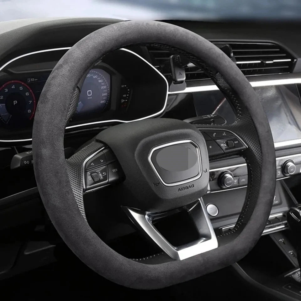 Suede Cover for All Seasons Auto Steering Wheel Cover Ultra - thin Non - slip D - shaped Round Breathable Car Steering Wheel Protector - Itzyeshop