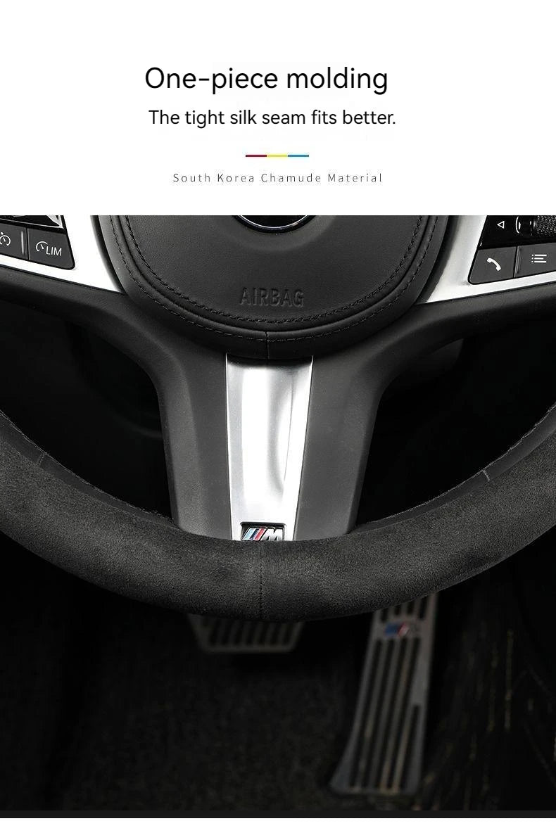 Suede Cover for All Seasons Auto Steering Wheel Cover Ultra - thin Non - slip D - shaped Round Breathable Car Steering Wheel Protector - Itzyeshop