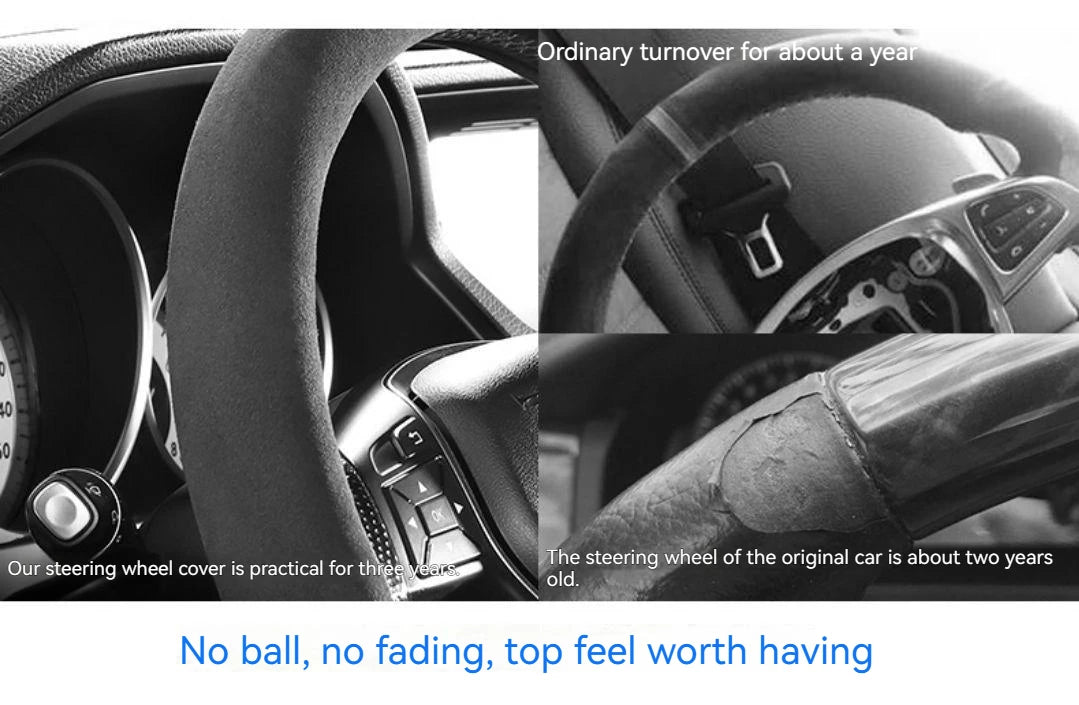 Suede Cover for All Seasons Auto Steering Wheel Cover Ultra - thin Non - slip D - shaped Round Breathable Car Steering Wheel Protector - Itzyeshop