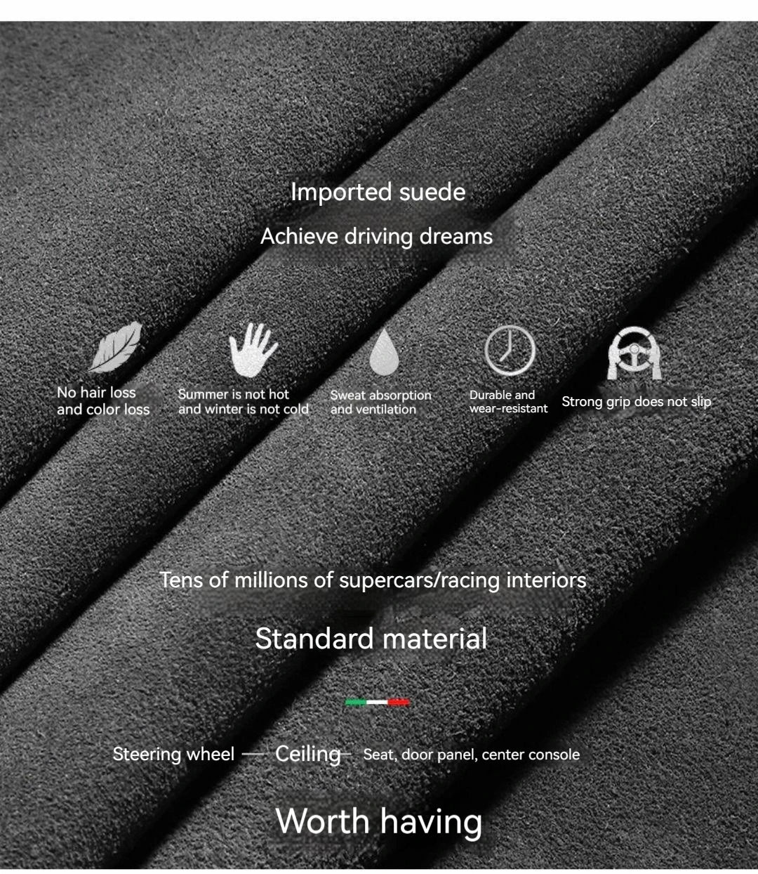 Suede Cover for All Seasons Auto Steering Wheel Cover Ultra - thin Non - slip D - shaped Round Breathable Car Steering Wheel Protector - Itzyeshop