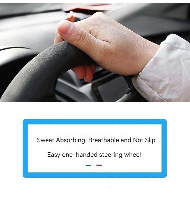 Suede Cover for All Seasons Auto Steering Wheel Cover Ultra - thin Non - slip D - shaped Round Breathable Car Steering Wheel Protector - Itzyeshop