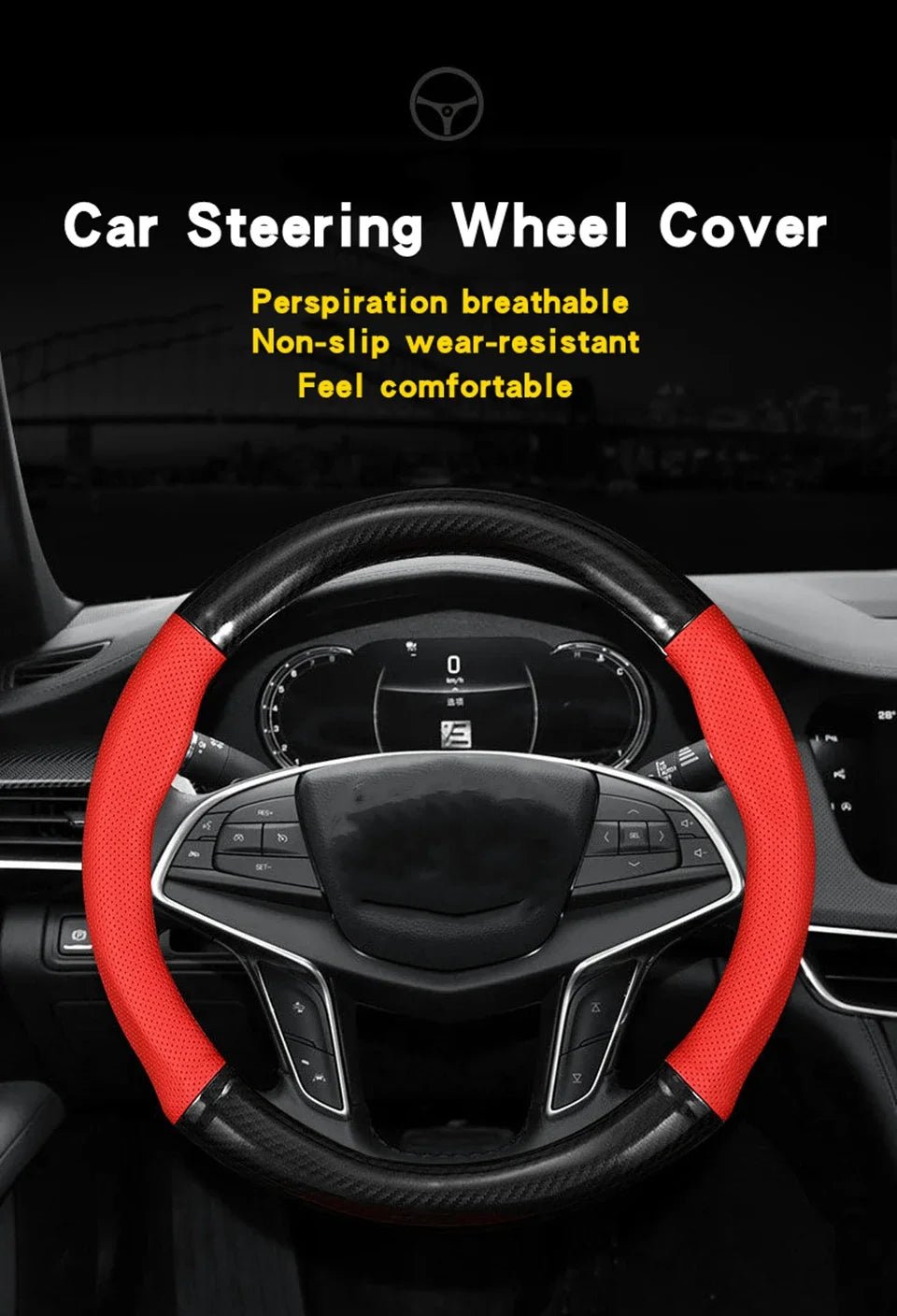 Universal Car Steering Wheel Cover Carbon Fiber Leather Three - dimensional Anti Slip, Timple And Fashionable Car Accessories - Itzyeshop